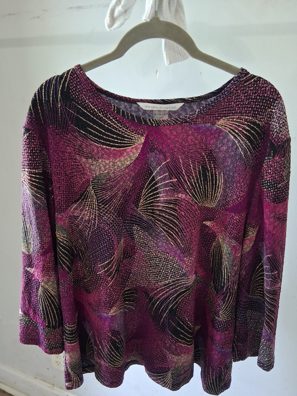 Peter Nygard Purple Magenta Metallic-Accent Women's Top